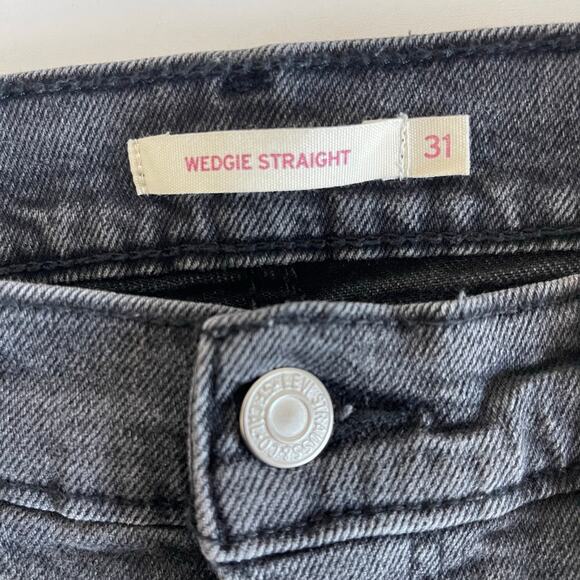 Levi’s Wedgie Straight Grey Denim Jeans Button Fly - Size 31 - Picture 4 of 6